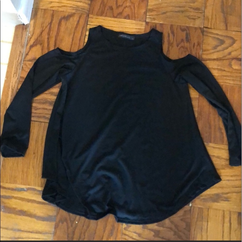 Zanzea XXL cold shoulder black long sleeve top